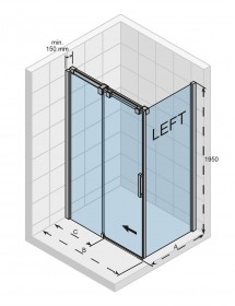 Cabine de douche d'angle OCEAN 203 RIHO 100x80 x200cm avec porte coulissante