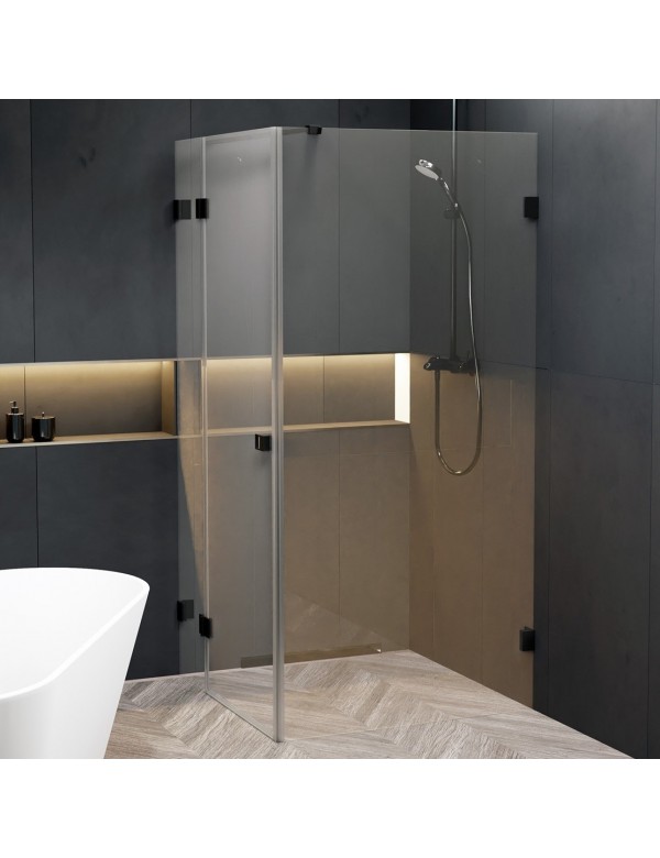 Cabine de douche d'angle SCANDIC NXT 203 RIHO 120x100 x200cm à charnière noire