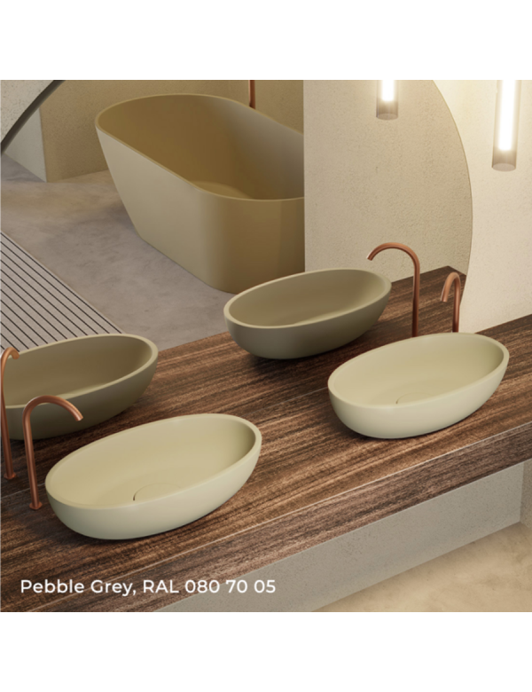 Vasque à poser beige ESCALA RIHO 55x32 cm solid surface