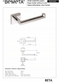 Porte papier toilettes BETA en laiton chromé sans couvercle 19 x 5,5 x7 cm