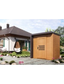 Maison de jardin BRATEK en bois épicéa bardeau noir 203,8x201,9 H. 229 cm