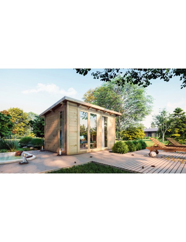 Maison de jardin KALALIKA en bois épicéa 406x305 cm 2 fenêtres