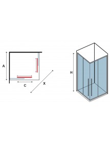 Paroi de douche coulissante SANTORINI 70 x200cm profilé rose gold