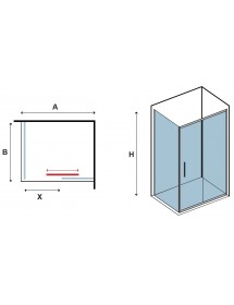 Cabine de douche LEA 400 120x80 x200 cm profilé doré