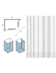Cabine de douche rectangulaire NEW FLORA 100 90x110 H.180 cm