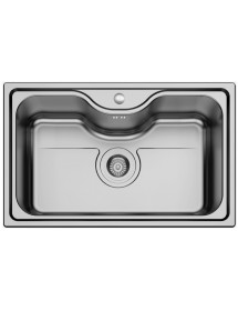 Évier à encastrer 1 bac en acier inoxydable satiné BACHACHE 80x50 cm avec bonde et siphon