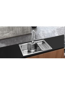 Évier à encastrer 1 bac en acier inoxydable satiné BACHACHE 80x50 cm avec bonde et siphon