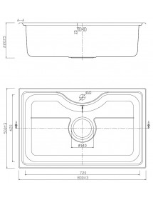 Évier à encastrer 1 bac en acier inoxydable satiné BACHACHE 80x50 cm avec bonde et siphon