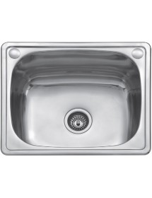 Évier 1 bac en acier inoxydable CASSIE avec bonde et siphon 60x50 cm