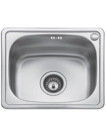 Évier 1 bac en acier inoxydable BE avec bonde et siphon 44x38 cm