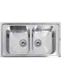 Évier double 2 bacs en acier inoxydable RIVERA 86x50 cm