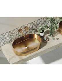 Lavabo oval à poser JUPITER 55x35x11,5 cm en acier inoxydable rose gold