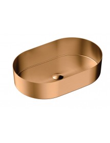 Lavabo oval à poser JUPITER 55x35x11,5 cm en acier inoxydable rose gold