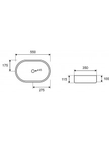 Lavabo oval à poser JUPITER 55x35x11,5 cm en acier inoxydable métallisé