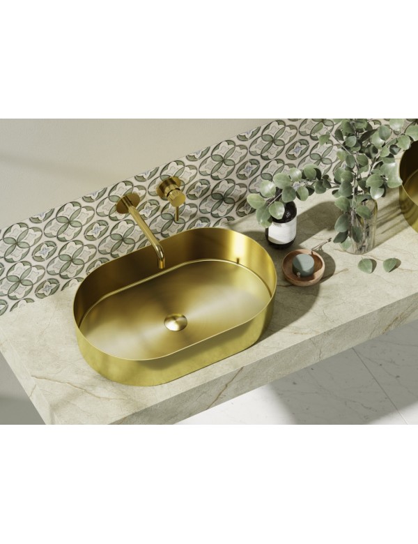 Lavabo oval à poser JUPITER 55x35x11,5 cm en acier inoxydable