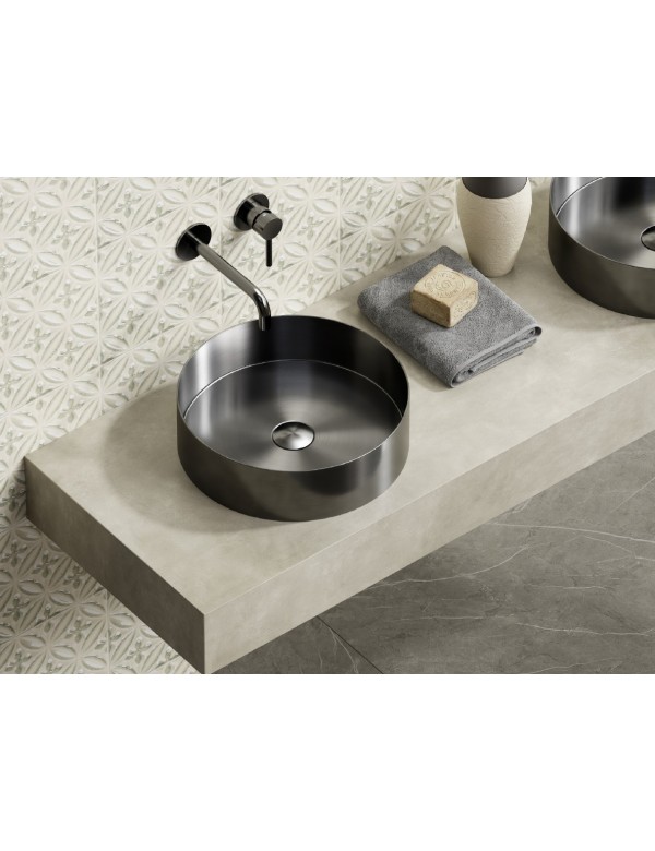 Lavabo rond à poser VENUS 38x38x11 cm en acier inoxydable métallisé