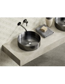 Lavabo rond à poser VENUS 38x38x11 cm en acier inoxydable métallisé