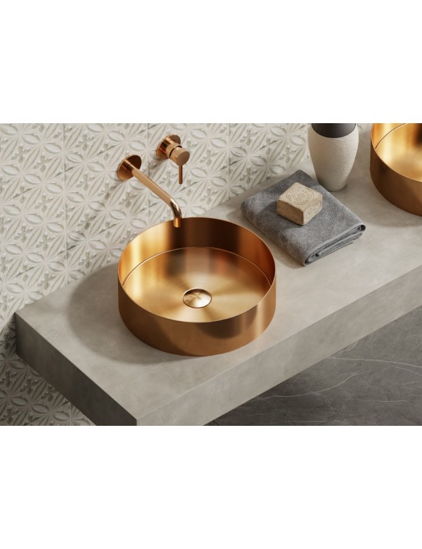 Lavabo rond à poser VENUS 38x38x11 cm en acier inoxydable rose gold