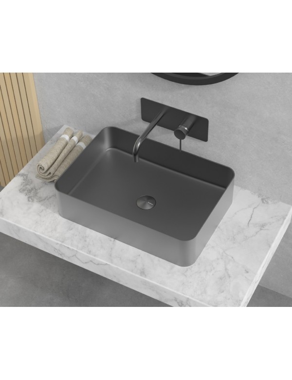 Lavabo à poser SATURNE 50x35x12 cm en acier inoxydable