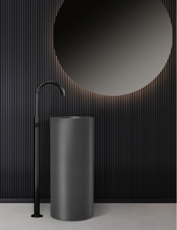 Lavabo totem VENUS 37,5x37,5x85 cm en acier inoxydable métallisé