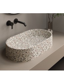 Vasque ovale beige LINUS à poser 60x35x12 cm en pierre