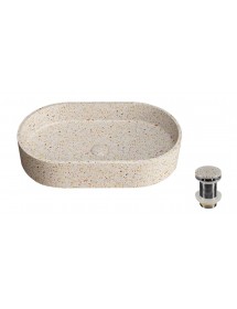 Vasque ovale beige LINUS à poser 60x35x12 cm en pierre