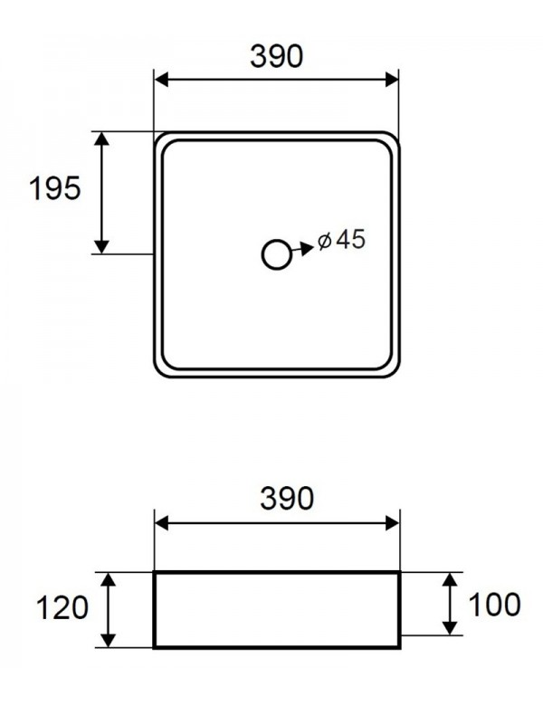 Vasque carrée beige IRA à poser 39x39x12 cm en pierre