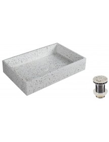 Vasque rectangulaire blanche DION à poser 60x39x12 cm en pierre