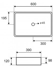 Vasque rectangulaire beige DION à poser 60x39x12 cm en pierre