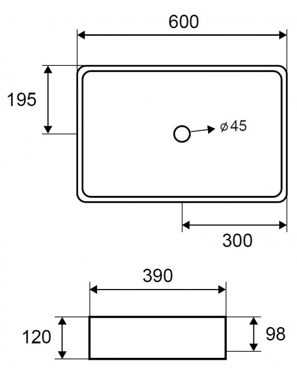 Vasque rectangulaire beige DION à poser 60x39x12 cm en pierre