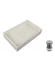 Vasque rectangulaire beige DION à poser 60x39x12 cm en pierre