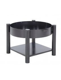 Brasero de jardin SOLAFA 70 cm avec range bois carré en acier