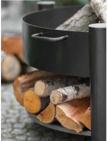 Brasero de jardin SOLAFA avec range bois en acier