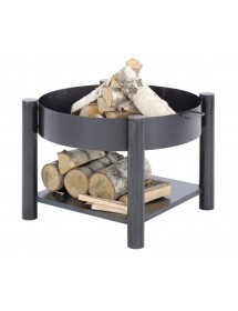 Brasero de jardin SOLAFA avec range bois carré en acier