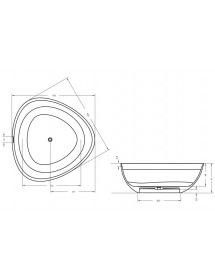 Baignoire îlot duo en solid surface RIHO OVIEDO Frosted Umber 160x160x57 cm