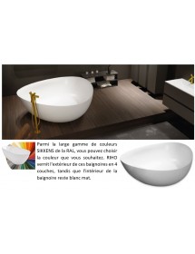 Baignoire îlot duo en solid surface RIHO OVIEDO Frosted Umber 160x160x57 cm