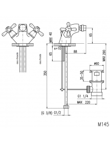 Mélangeur bidet MORAVA avec siphon en laiton chromé