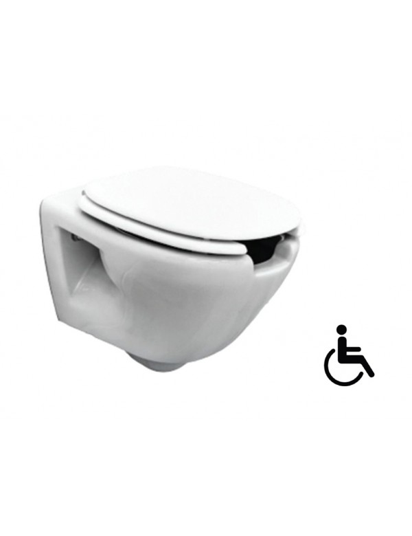 Pack WC PMR supspendu REMAS 55x37x37 cm cm avec abattant