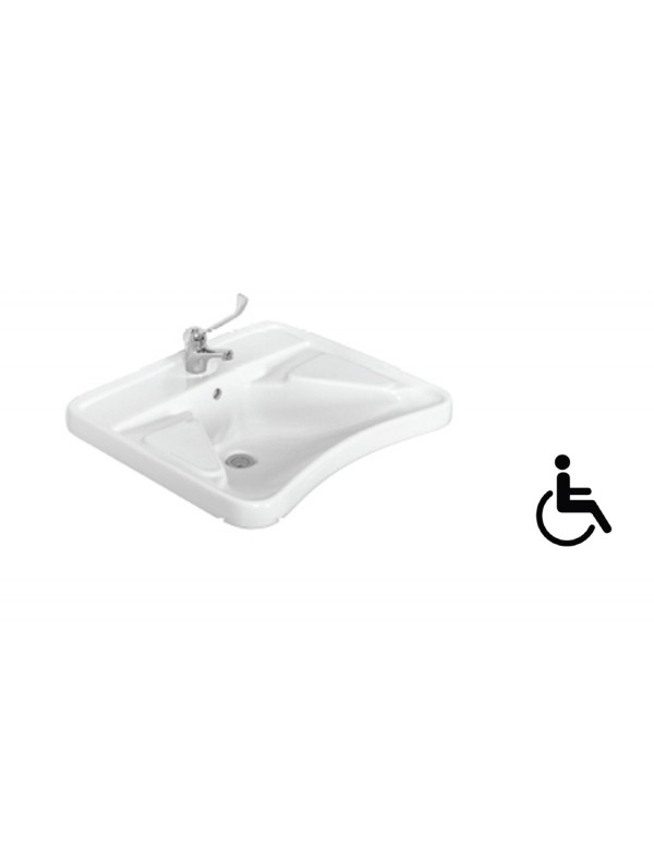 Lavabo rectangulaire à suspendre REMAS pour PMR 65x57 cm Lavabo rectangulaire à suspendre REMAS pour PMR 65x57 cm