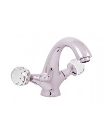 Mélangeur lavabo design BRILLANCE laiton chromé et poignée en cristal