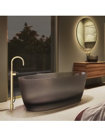Baignoire îlot en solid surface RIHO OVAL Frosted Umber 160x72x56,5 cm