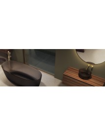 Baignoire îlot en solid surface RIHO OVAL Frosted Umber 160x72x56,5 cm