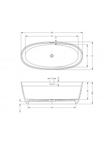Baignoire îlot en solid surface RIHO OVAL Frosted Umber 160x72x56,5 cm
