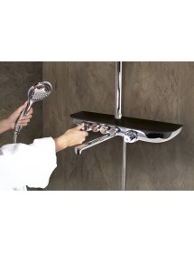 Colonne de douche murale MURRAY avec étagère 170 cm en solid surface noir