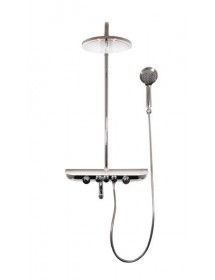 Colonne de douche murale MURRAY avec étagère 170 cm en verre noir