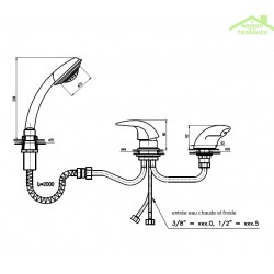 Mitigeur baignoire à cascade 3 trous