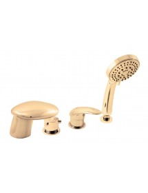 Mitigeur baignoire à cascade 4 trous DANUBE en laiton doré