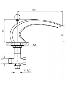 Mitigeur baignoire à cascade DUNAJ 3 trous avec inverseur laiton doré