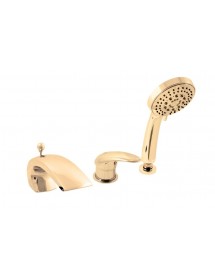 Mitigeur baignoire à cascade DUNAJ 3 trous avec inverseur laiton doré