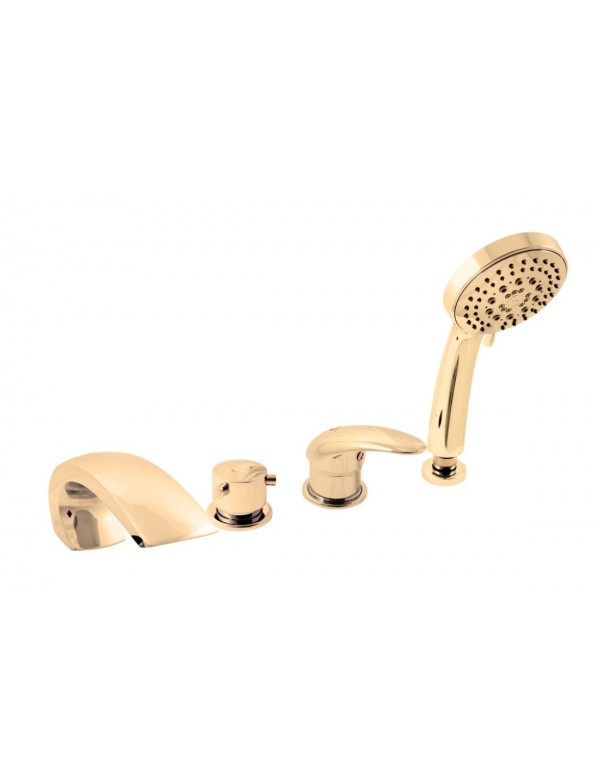 Mitigeur baignoire à cascade DUNAJ 4 trous avec inverseur laiton doré Mitigeur baignoire à cascade DUNAJ 4 trous avec inverseur laiton doré